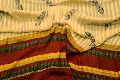 De colección Estampado Gasa Beige Dupatta Para Mujer Étnico Ecológico Envoltura LD5994 Foto 1 de 4