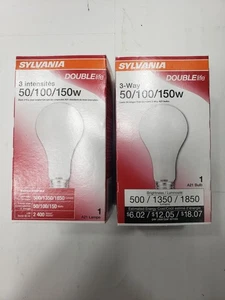 Set of 2 Vintage Sylvania Doublelife 3-way 120V 50-100-150W A21Lamps Indoor - Picture 1 of 7