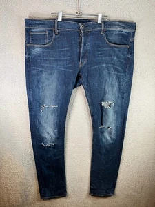 G-Star Raw Jeans Uomo 40x32 Blu 3301 Decostruito Skinny Elasticizzato Baffo Denim - Foto 1 di 11