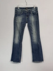 Jeans donna Rerock Express bootcut blu denim effetto invecchiato taglia 8R ricamato - Foto 1 di 15