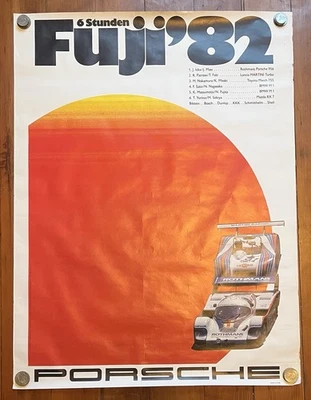 Póster vintage Porsche 1982 Fuji 6 hebras original Foto 1 de 4