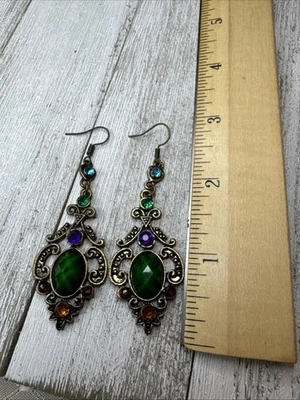 Pendientes de araña dorado verde, púrpura, naranja, azul y rojo de moda Foto 1 de 4