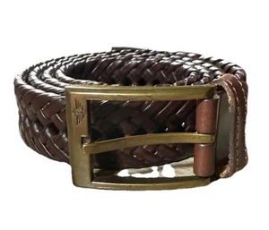 Dockers Belt Size L 38-40 Braided Dark Brown Mens brass buckle - Picture 1 of 4