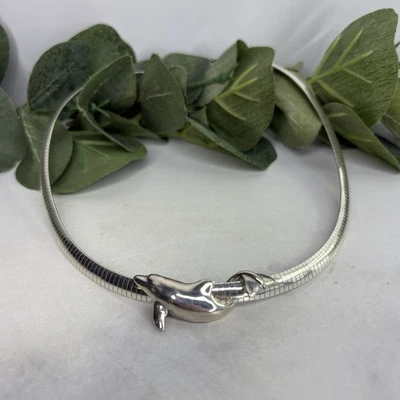 Collar Omega Colgante Deslizante De Delfines De Plata Esterlina Kabana De Colección Foto 1 de 4