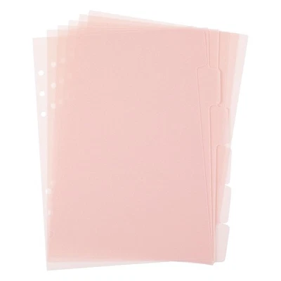 6 piezas divisores de carpeta A5, 6 agujeros rosa transparente, hojas índice de plástico insertables Foto 1 de 4