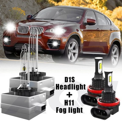 For BMW X6 2008-2014 4X Xenon HID Headlight High/Low & LED Fog Light Bulbs Foto 1 de 4