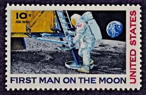 1969 Primer Hombre en la Luna Sello Correo Aéreo Espacial Estados Unidos Tierra Astronauta MNH - Imagen 1 de 2