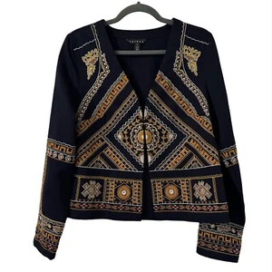 Tribal Marineblau Gold Tribal Geometrisch Bestickt Shaket Small Maximalist - Bild 1 von 6