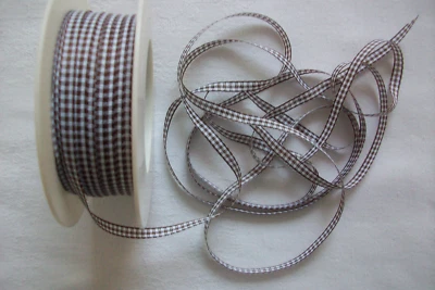 10 Meter Vichykaro 5mm breit - braun - oh. Drahtkante - siehe Bilder - Bild 1 von 2