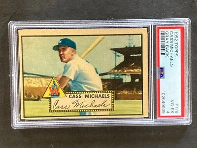 1952 Topps #178 Cass Michaels Scarce Gray Back PSA 4 - Image 1 of 2