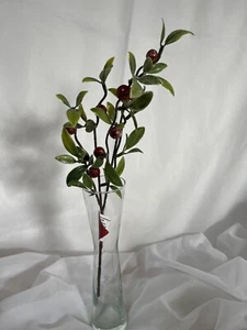 Mainstays 14” Christmas Shimmer Green Leafy Pick With Red Berries-Floral Crafts - Picture 1 of 3