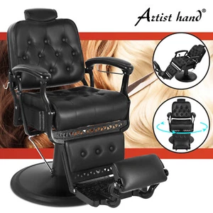 Black Vintage All Purpose Recline Hydraulic Barber Chair Salon Beauty Equipment - Picture 1 of 18