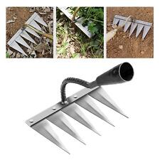 Iron Gardening Hoe Weeding Rake Harrow Tool 5 Tooth Steel