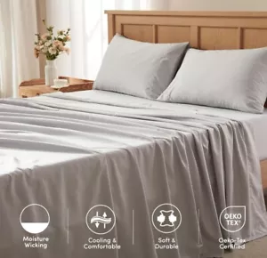 Comfort Spaces Coolmax Moisture Wicking California King Sheet Set Soft Gray ๐ - Picture 1 of 5