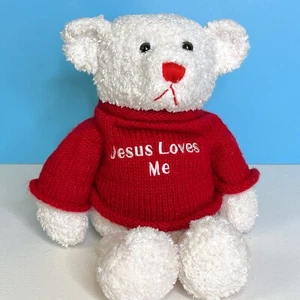Beautiful Snow White JESUS LOVES ME Teddy Bear 16" Plush Stuffed Animal Toy - Picture 1 of 5
