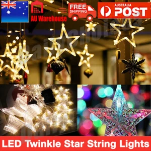 5.8M 138LED's Xmas Star Shaped Led String Lights Wedding Christmas Curtain Decor - Picture 1 of 19