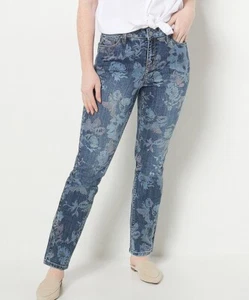 Laurie Felt Floral Relaxed Straight Jeans - Shade Medium - Size 2 *NEW* - Picture 1 of 4