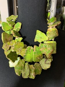  Tiered Variscite Necklace Signed LUC CN 925 STERLING CLASP 19" Long - Picture 1 of 10