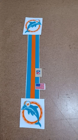 Miami Dolphins Mini Throwback w/stripe Mini Size Football Helmet Decals 20 mils Cover