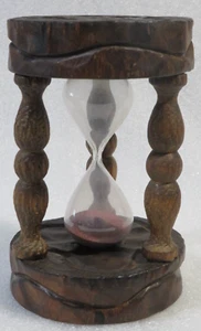 Vintage Hourglass Spanish Medieval Style Wood Pink Sand Timer Home Decor 5 1/2" - Picture 1 of 5