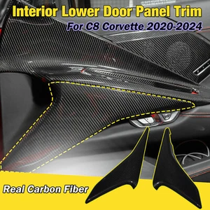Real Carbon Fiber Interior Door Panel Trim cover Set For Corvette C8 2020-2024 - Picture 1 of 24