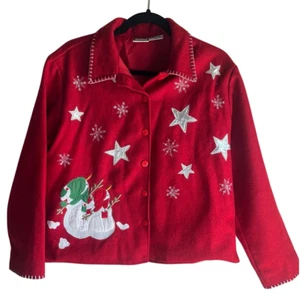 Take Two Größe M Damen rote Wollmischung Urlaub Schneemann Weihnachten Blazer Mantel - Bild 1 von 4