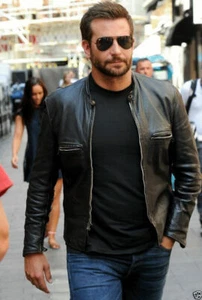 GIACCA UOMO PELLE NERA 100% VERA PELLE DI AGNELLO SLIM FIT ELEGANTE BIKER JACKET-392 - Foto 1 di 9