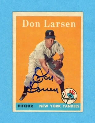 Tarjeta Topps 1958 firmada por Don Larsen #161 automática con holograma B&E Foto 1 de 2