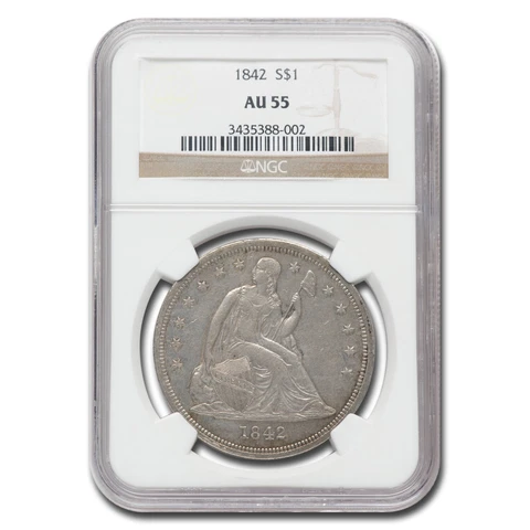 1842 Liberty Seated Dollar AU-55 NGC - SKU#54010 Cover
