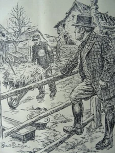 1944 Impresión Original Segunda Guerra Mundial Inglaterra - Alemanes trabajando en la tierra - ganándose su sustento - Imagen 1 de 2