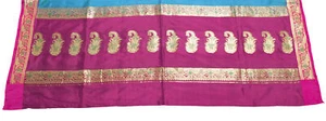 Sushila Vintage Purple Banarasi Silk Sari Remnant Scrap Paisley Craft Fabric - Picture 1 of 5