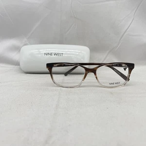 Nine West Womens Square Thin Lightweight Full Rim Eyeglasses NW5224 Brown/Clear - Picture 1 of 17
