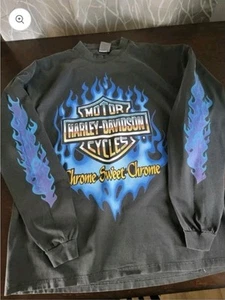VNTG HARLEY REPRINT LONG SLEEVE MODERN ON SHAKA HEAVYWEIGHT T SHIRT - Picture 1 of 2