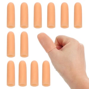 2" Silicone Gel Finger Cots, 12 Pcs Fingertips Sleeve Protector, Beige - Picture 1 of 7
