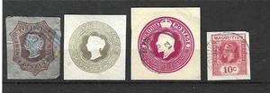 L85 Mauritius stationery ps cut outs squares including nine pence used rarity! - Picture 1 of 2