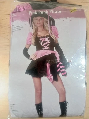 Divertido Mundo Adulto Sexy Rosa y Negro Punk Pirata Halloween Disfraz S/M Foto 1 de 4