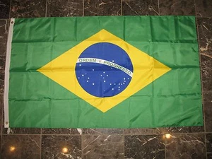 3x5 Brazil Double Sided Sewn 2ply 210D Nylon Flag 3'x5' Gift Set - Picture 1 of 6