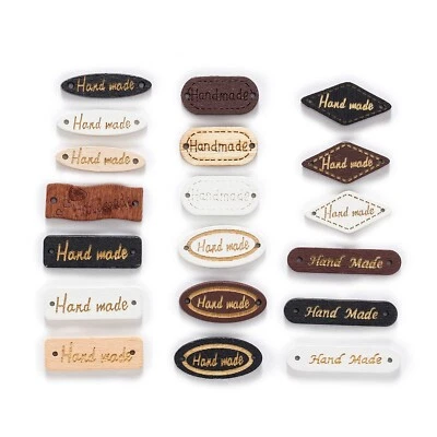 Label Wood Button 30pcs Handmade Tag Buttons Scrapbook Cloth Craft Sewing Decor - Image 1 of 4