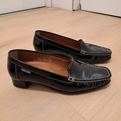 Mephisto Black Shiny Patent Leather Preppy Stitch Loafer Flat Shoes Size 7 1/2 - Image 1 of 4