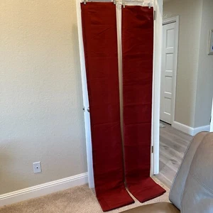 Restoration Hardware Thai Silk Drapery Curtains Panels 100"W x 84"L Red Lot of 2 - Picture 1 of 6