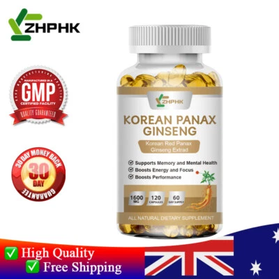 Korean Red Panax Ginseng 1600mg - Energy & Endurance, Male Testosterone Booster - Image 1 of 4