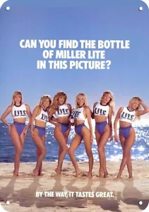 1989 MILLER LITE Beer Sexy Blonde Bikini Women DECORATIVE REPLICA METAL SIGN - Picture 1 of 1
