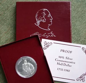 1982 GEORGE WASHINGTON Silver Half Dollar PROOF 50c Coin Box and COA - Picture 1 of 3
