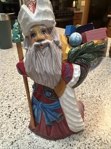 Babbo Natale russo intagliato a mano dipinto a mano vintage - Foto 1 di 5