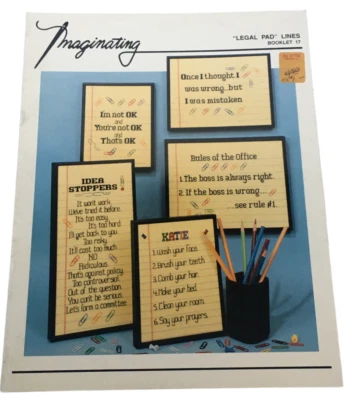 Imaginating Cross Stitch Pattern Booklet Legal Pad Lines Boss Humor Funny Rules - Image 1 of 4