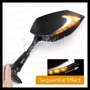 Pair black sequential LED mirrors Lucifer fairing mount fit for Ducati Panigale - Picture 1 of 9