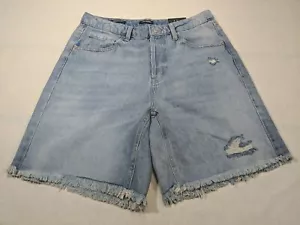 WILD FABLE Wmns Light High Rise Cut-Off Distressed Bermuda Jean Shorts sz 00 NWT - Picture 1 of 16