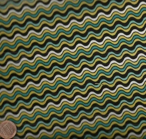 Crazy Daisy green gold black wavy stripe Benartex fabric - Picture 1 of 1