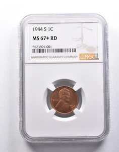 MS67+ RD 1944-S Lincoln Wheat Cent NGC *3673 - Picture 1 of 3