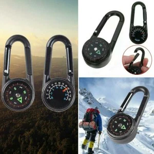 Kompass-Thermometer Outdoor Wandern taktische Überleben Karabiner Hot NEU - Bild 1 von 10